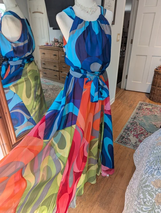 Soft Surroundings Blue Multicolor Halter Maxi Dress - Picture 2 of 10